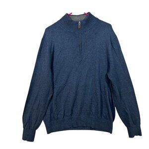 Eddie Bauer Cotton Cashmere Sweater 1/4 Zip Pullover Blue Men's Size L